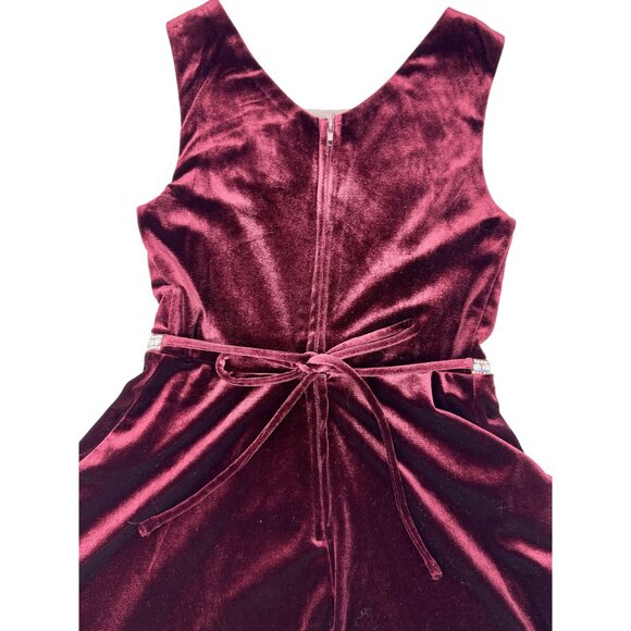 Speechless Kids Burgundy Velvet Sleeveless Dress Size 7 Zip Back Closure - Picture 9 of 11